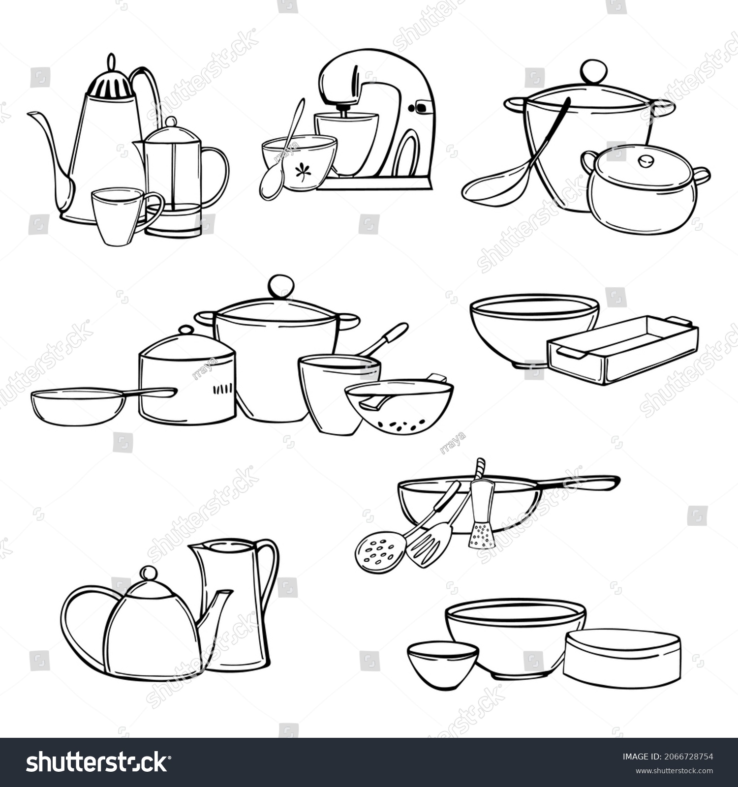 Handdrawn Cooking Utensils Vector Sketch Illustration Stock Vector ...