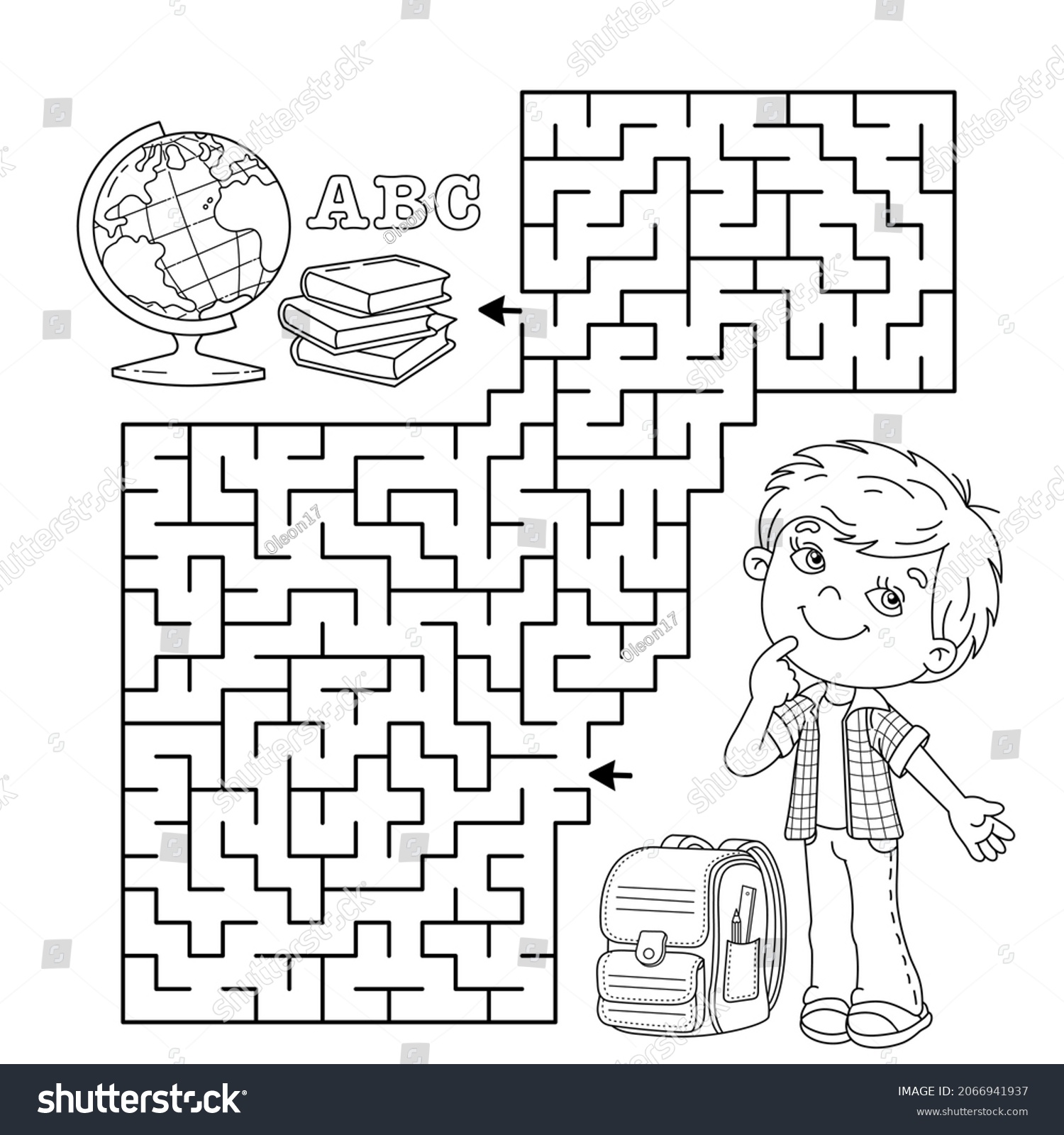 Maze Labyrinth Game Puzzle Coloring Page Stock Vector (Royalty Free ...