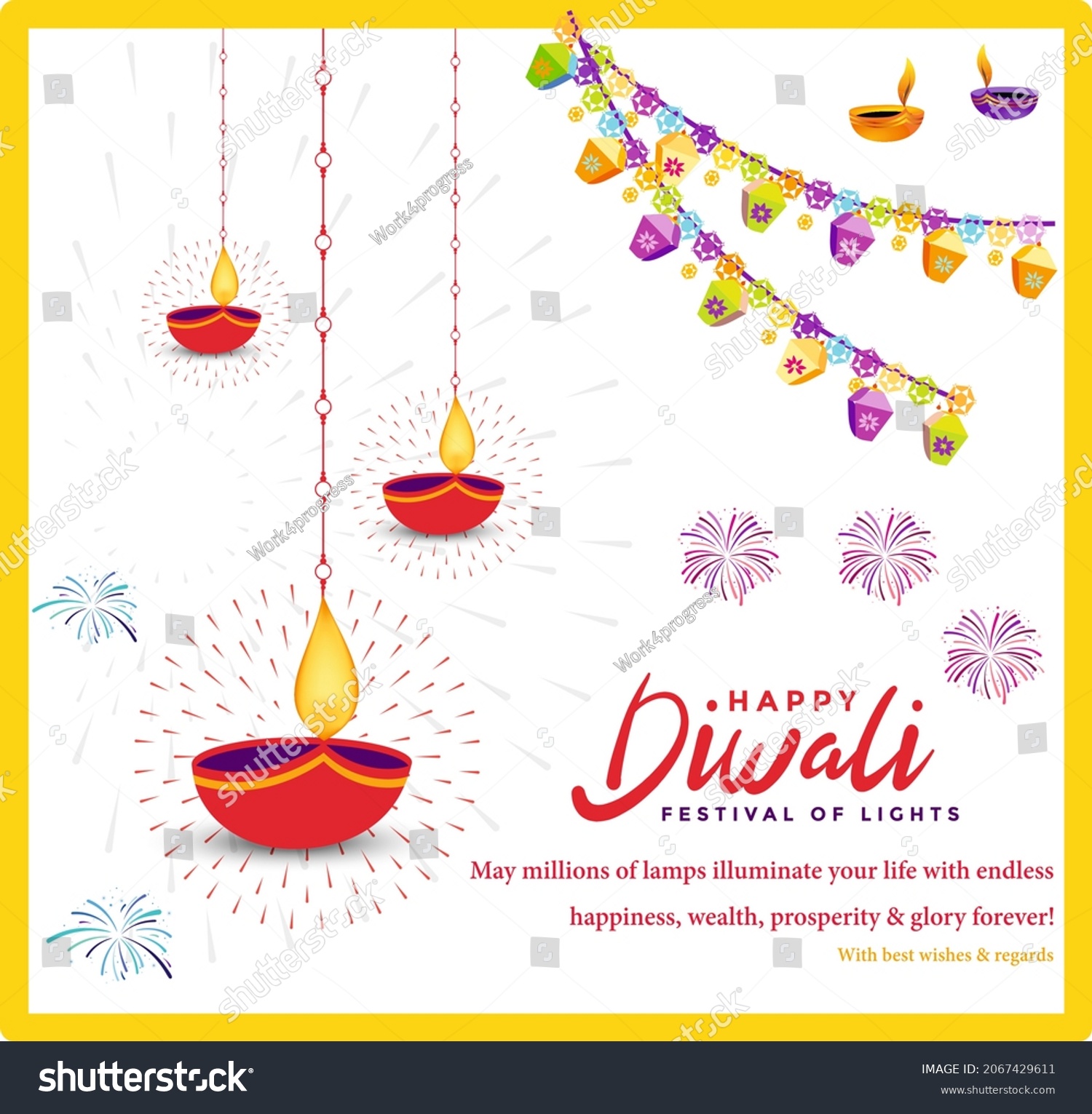 Indian Diwali Wishes Greetings Celebrated By Stock Illustration ...