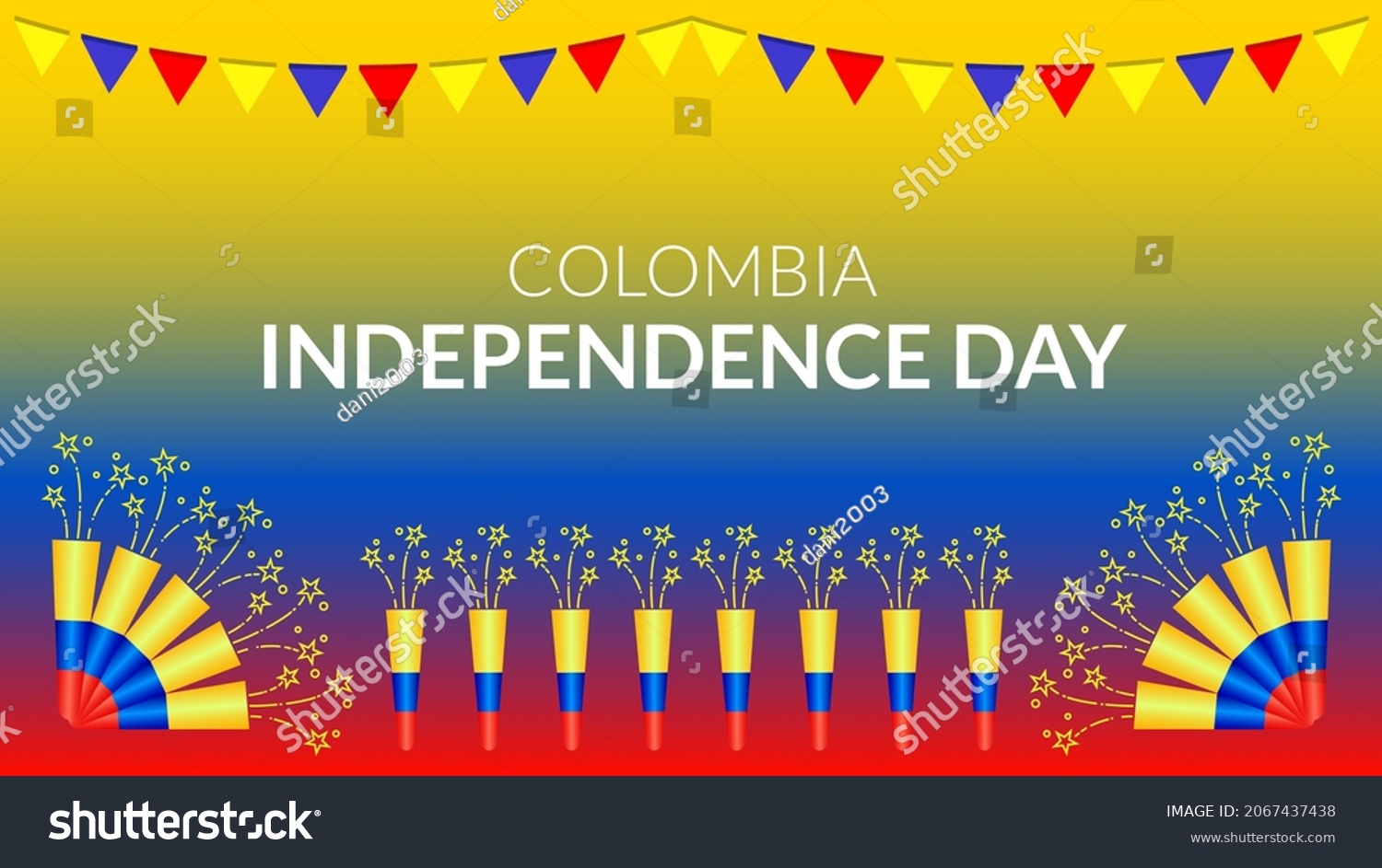 Colombian Independence Day Suitable Banners Posters Stock Vector