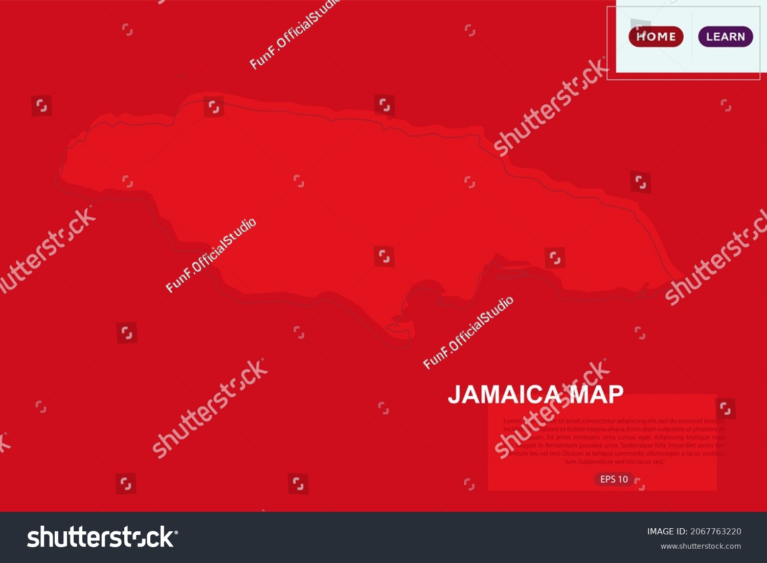 Jamaica Map World Map International Vector Stock Vector Royalty Free   Stock Vector Jamaica Map World Map International Vector Template With Red Color And Outline Sketch Isolated On 2067763220 