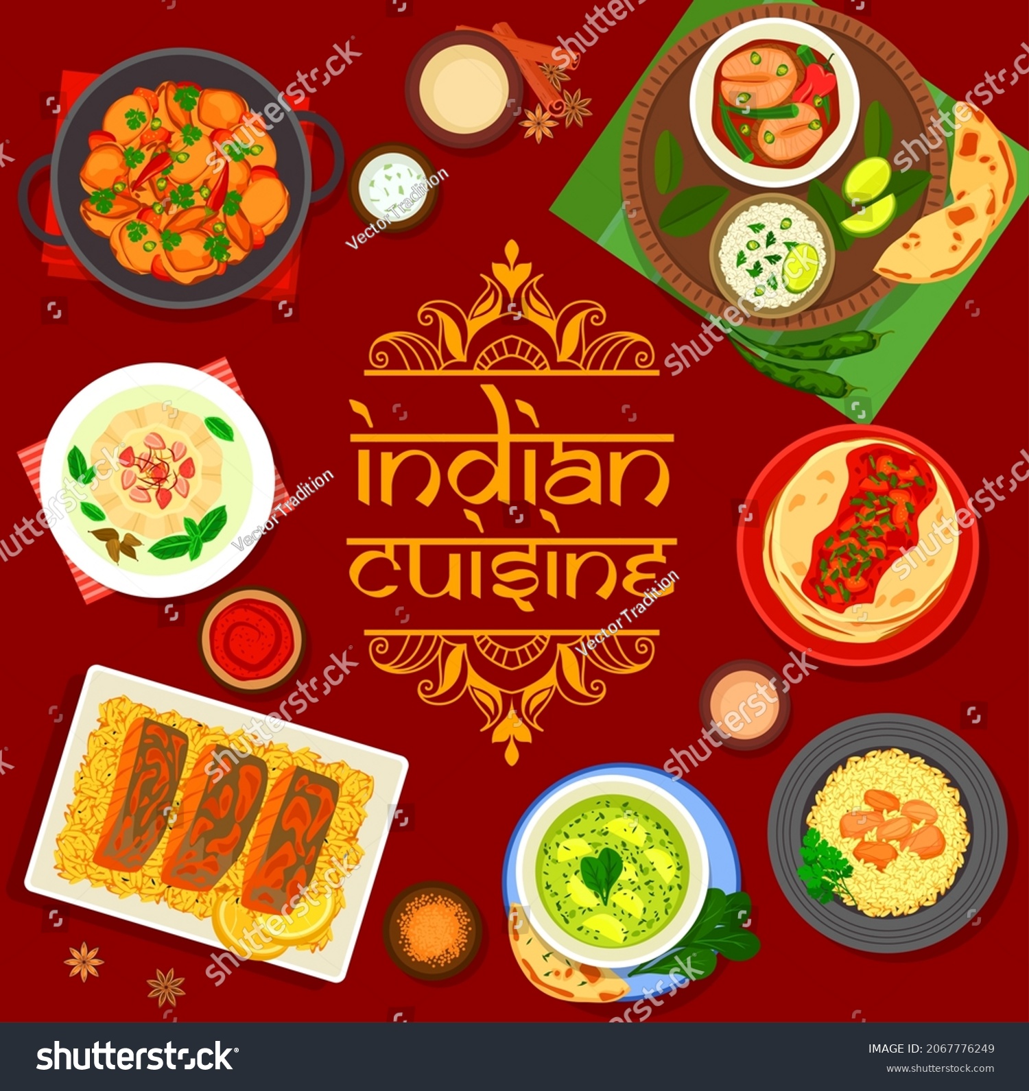 Indian Cuisine Restaurant Menu Cover Vector Stock Vector (royalty Free 