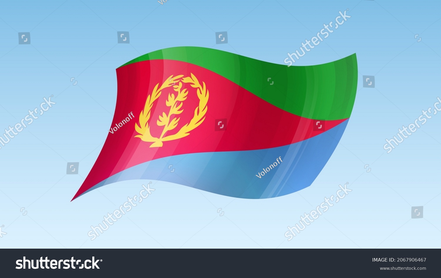 Eritrea Flag State Symbol Isolated On Stock Illustration 2067906467   Stock Photo Eritrea Flag State Symbol Isolated On Background National Banner Greeting Card National 2067906467 