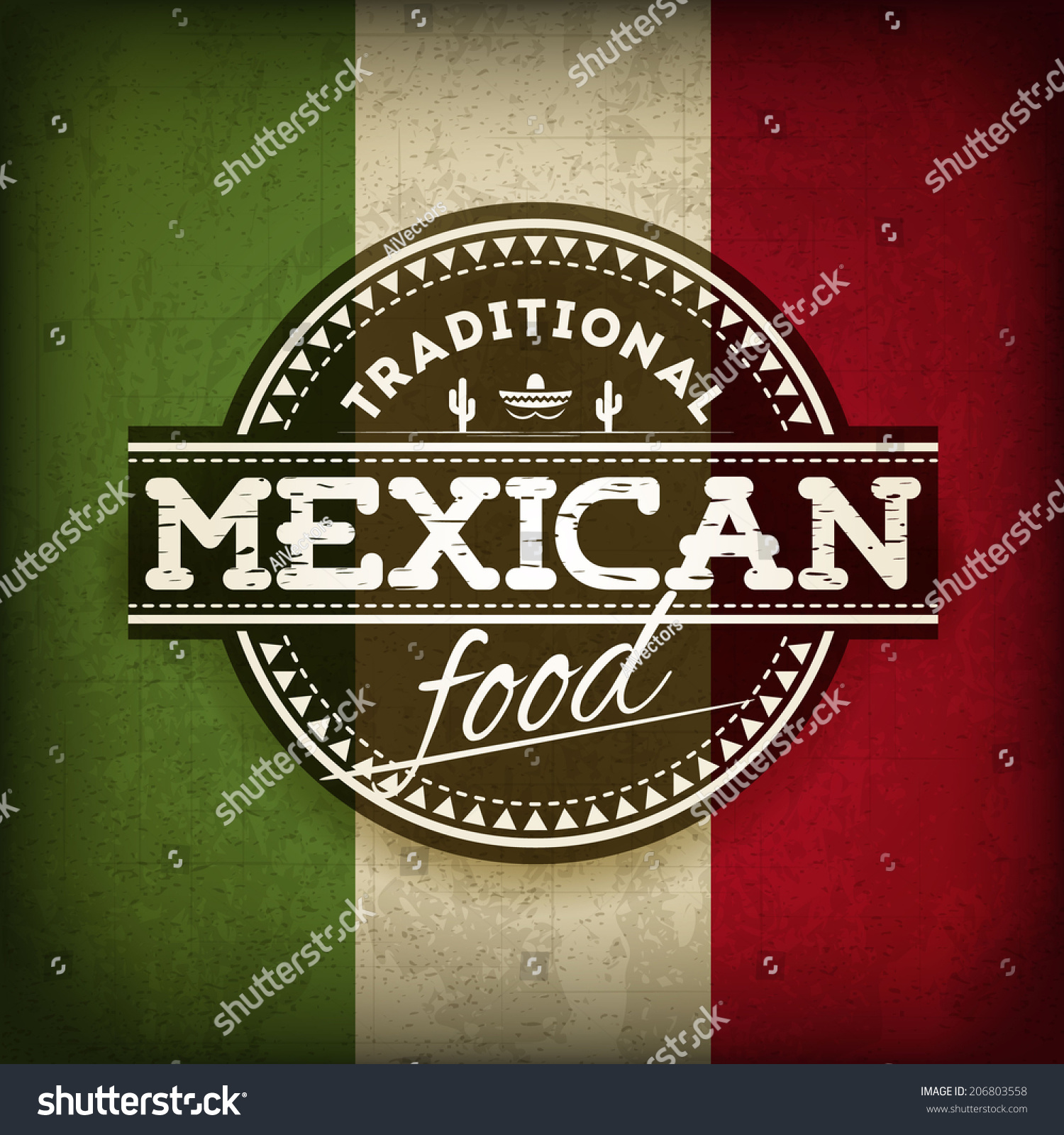 Vector Illustration Label Mexican Food Grunge Stock Vector (Royalty ...