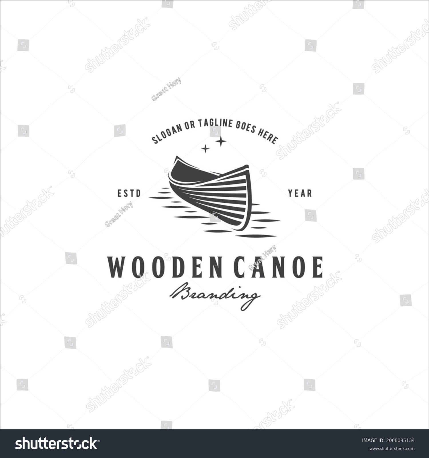 Row Boat Canoe Wooden Logo Design Stock Vector (Royalty Free ...