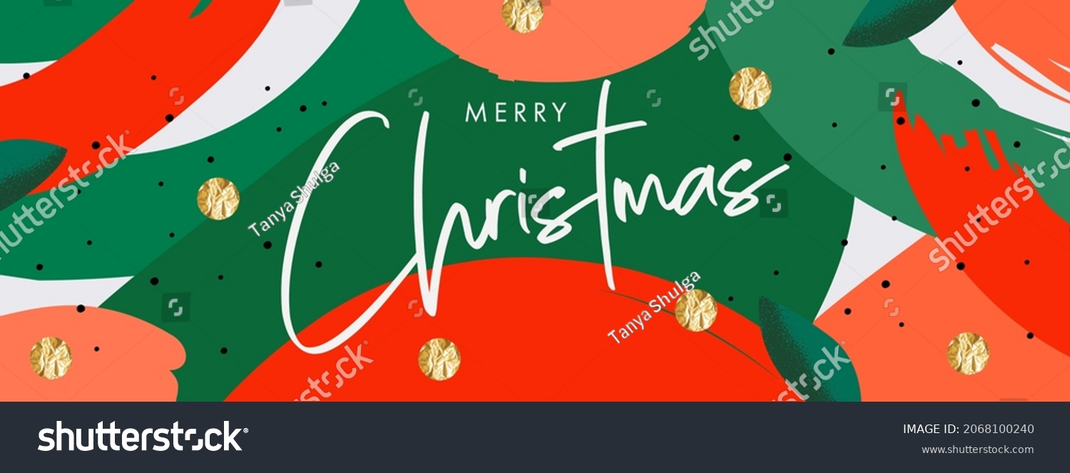 Merry Christmas Happy New Year Banner Stock Vector (Royalty Free