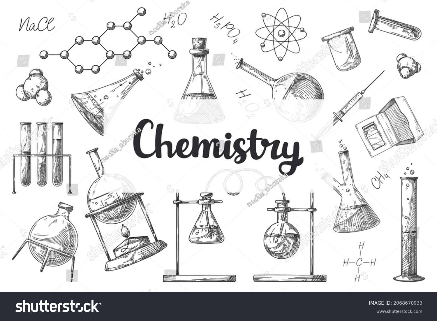 Set Different Pharmaceutical Flasks Beakers Test Stock Vector (Royalty ...