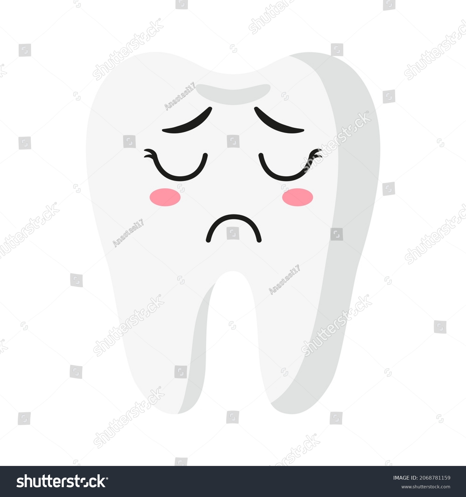 Vector Cartoon Cute Upset Characters Tooth Stock Vector (Royalty Free ...