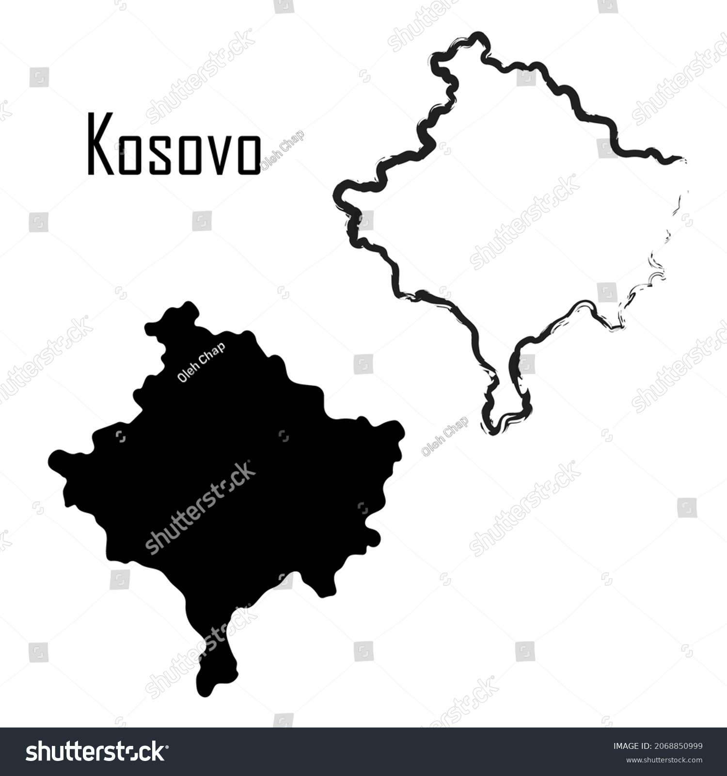 Kosovo Map Black White Vector Illustration Stock Vector (Royalty Free ...