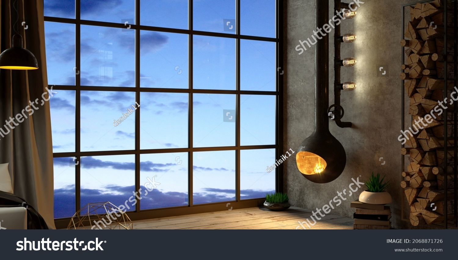 3d Illustration Classic Fireplace Vintage Night 库存插图 Shutterstock