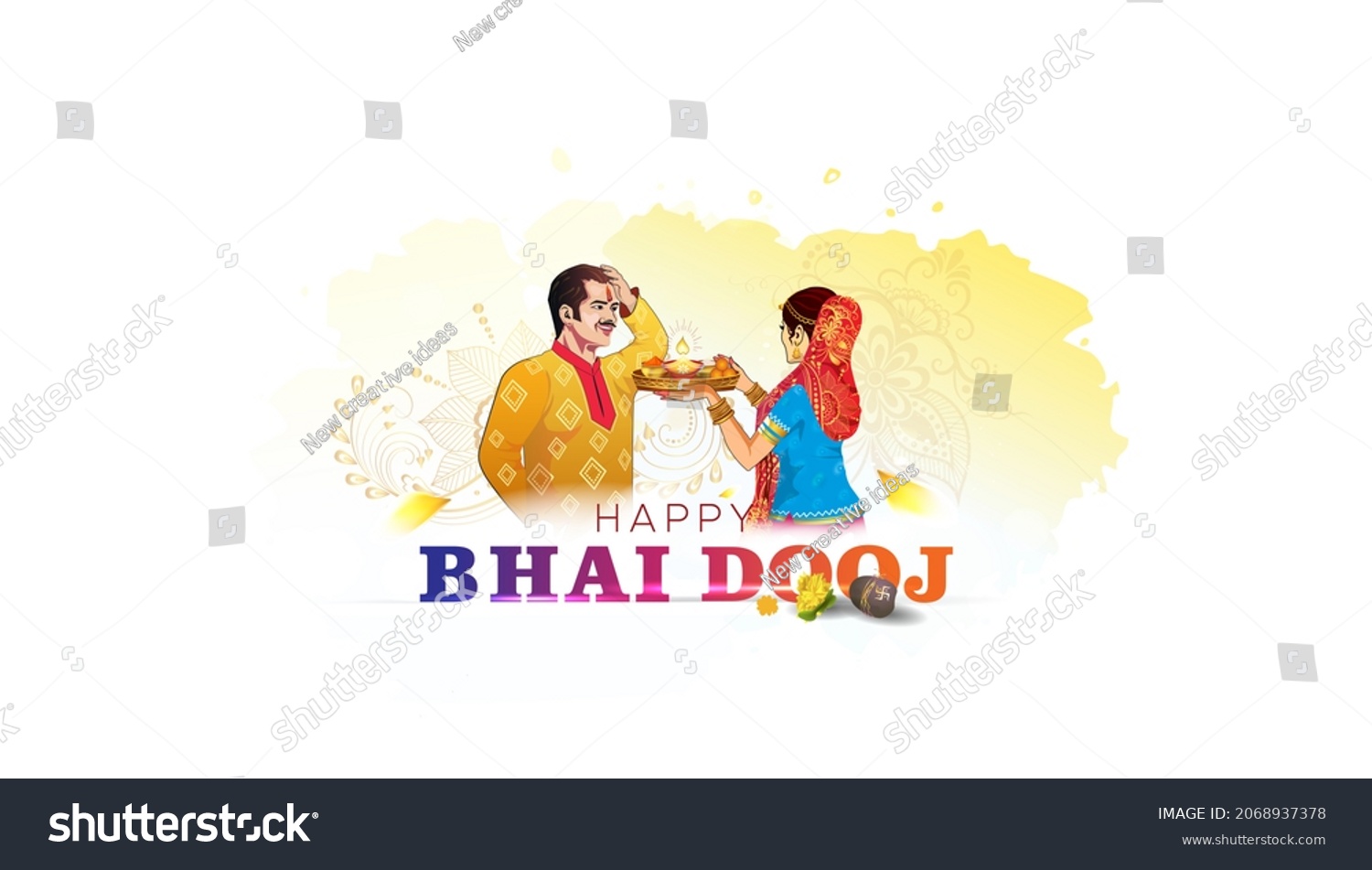 Bhai Dooj Bhaiya Bhaubeej Tika Celebration Stock Illustration 2068937378 Shutterstock 0646