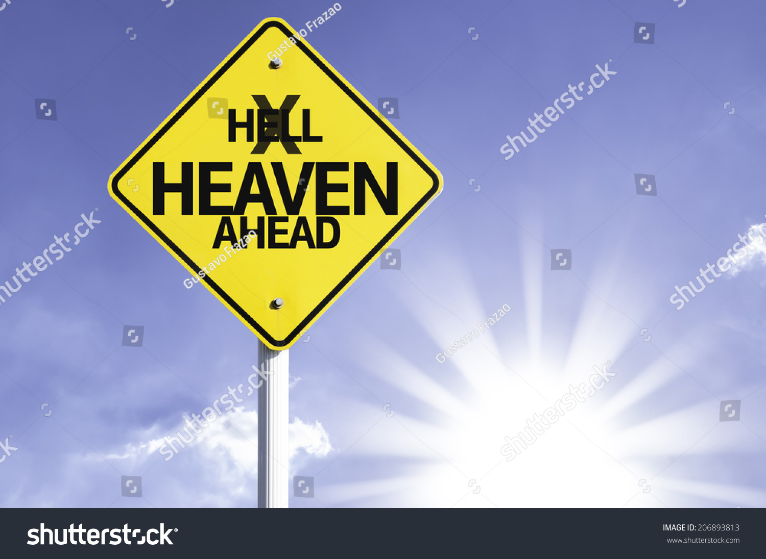 Heaven Ahead Road Sign Sun Background Stock Photo 206893813 | Shutterstock