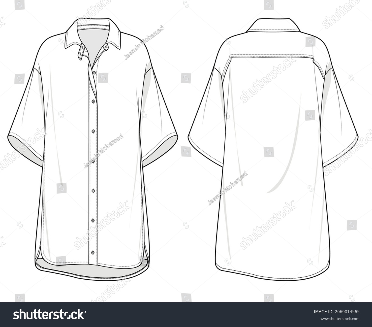 Shirt Dress Drop Shoulder Shirt Dress Stock Vector (Royalty Free ...