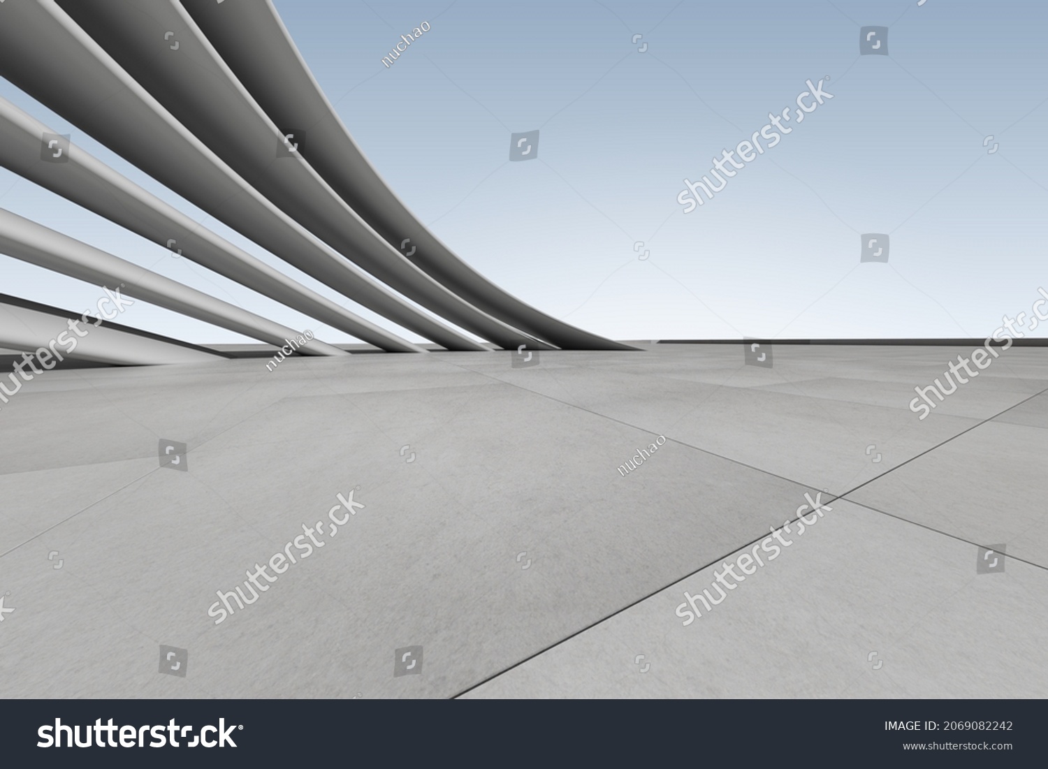 3d Render Futuristic Abstract Concrete Architecture Stock Illustration ...