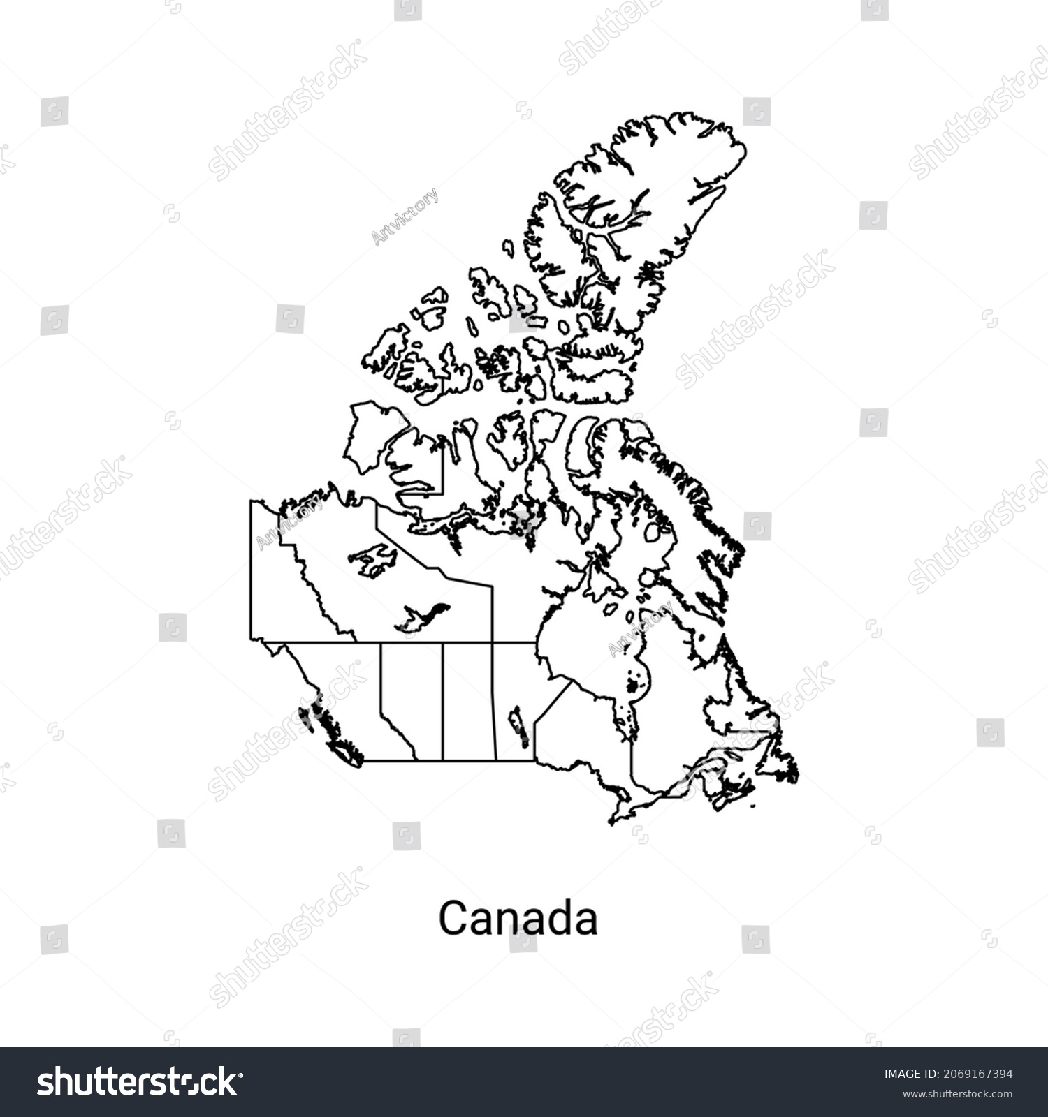 Canada Map Color Line Element Border Stock Vector (Royalty Free ...