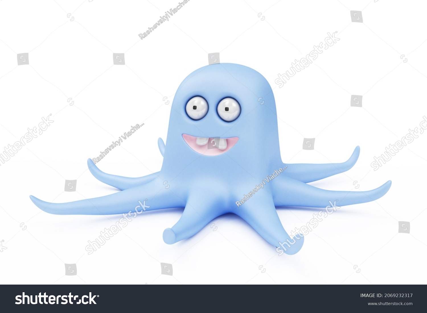 Octopus Character Different Emotions Colors On Stock Illustration ...