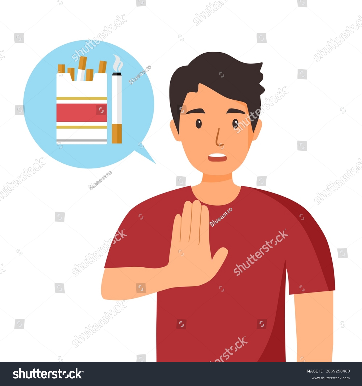 Man Refuse Cigarettes Flat Design Stop Stock Vector (royalty Free 