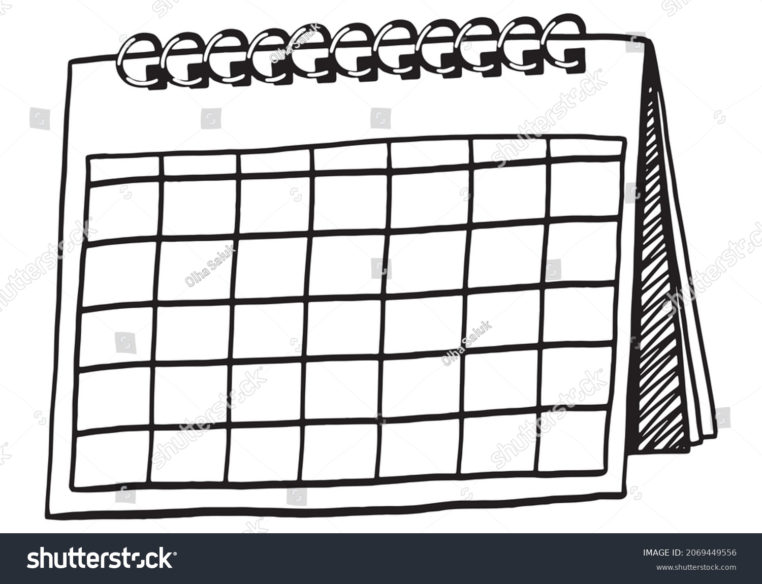 Desk Calendar Blank Template Doodle Style Stock Vector (Royalty Free ...