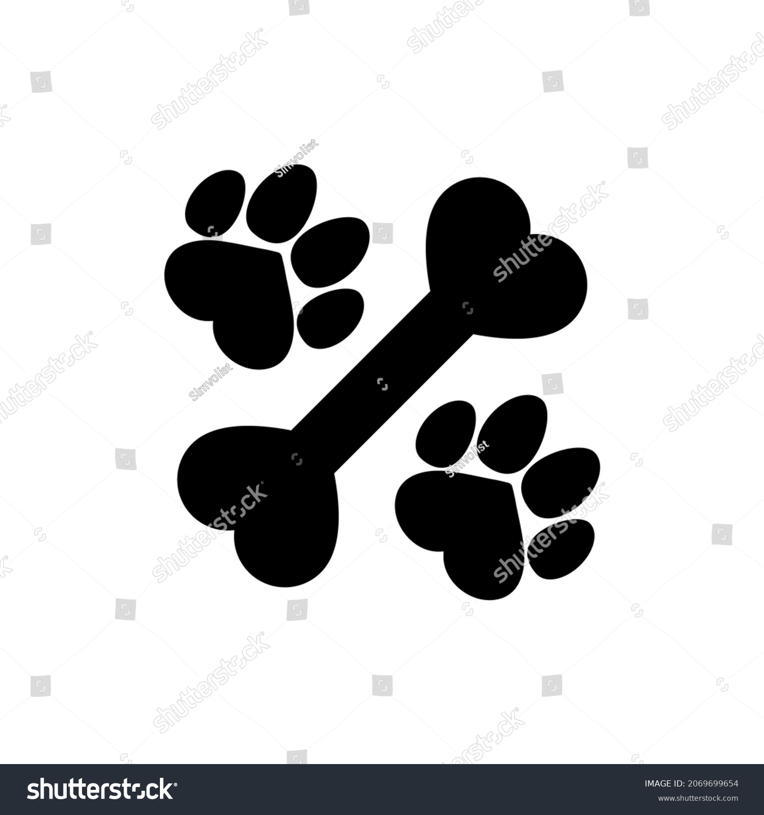 Dog Bone Icon Logo Paw Pawprint Stock Vector (Royalty Free) 2069699654 ...