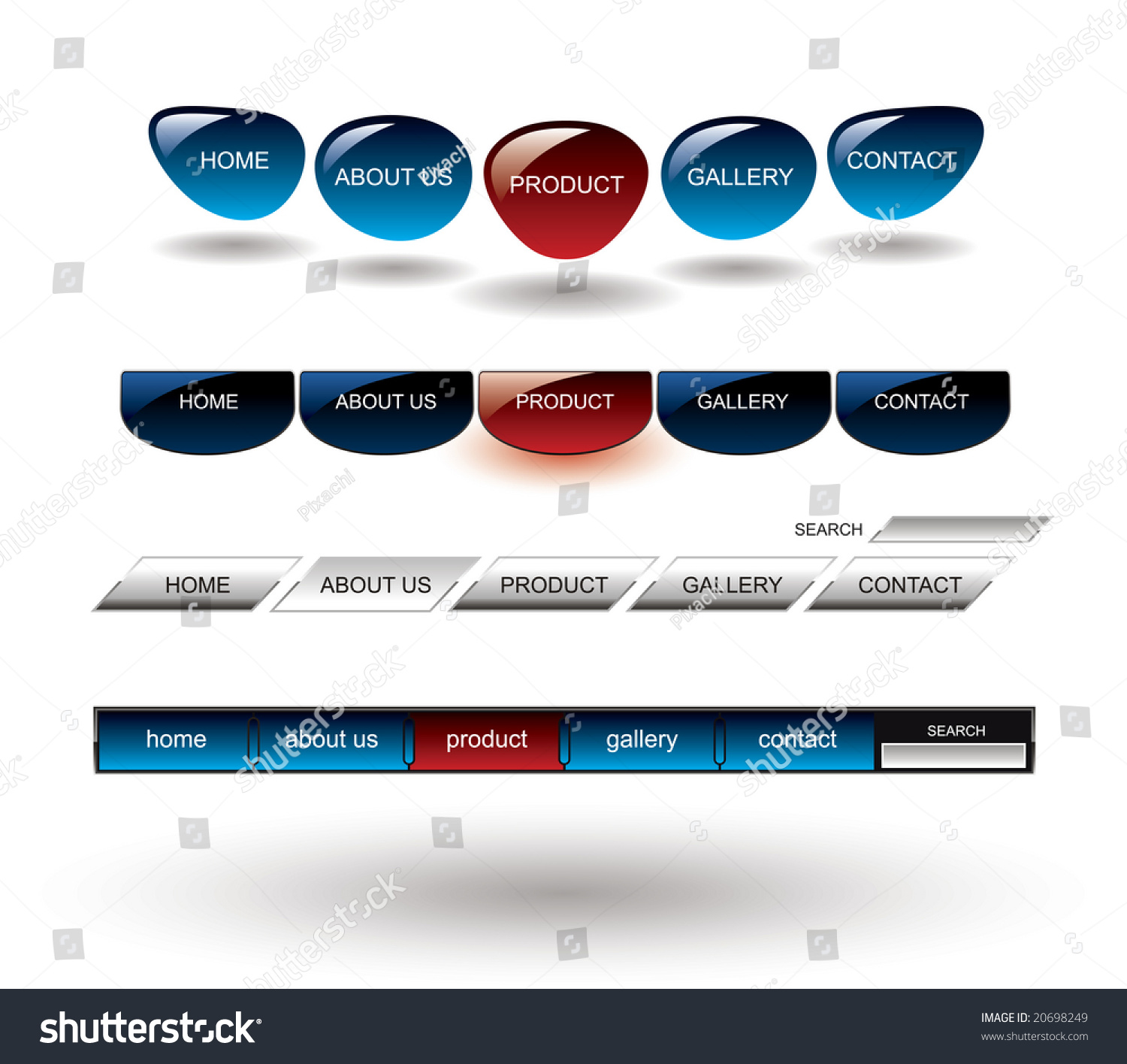 Editable Glossy Website Buttons Template Stock Vector Royalty Free