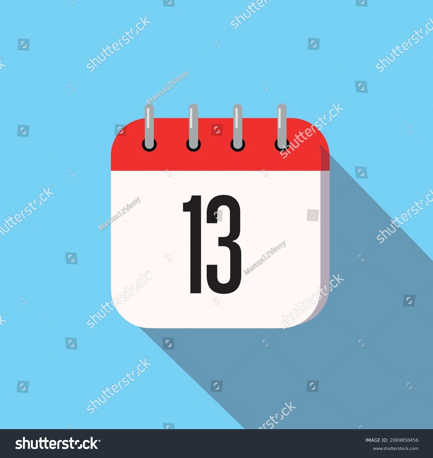 13 Day Calendar Icon Minimal Modern Stock Vector (Royalty Free