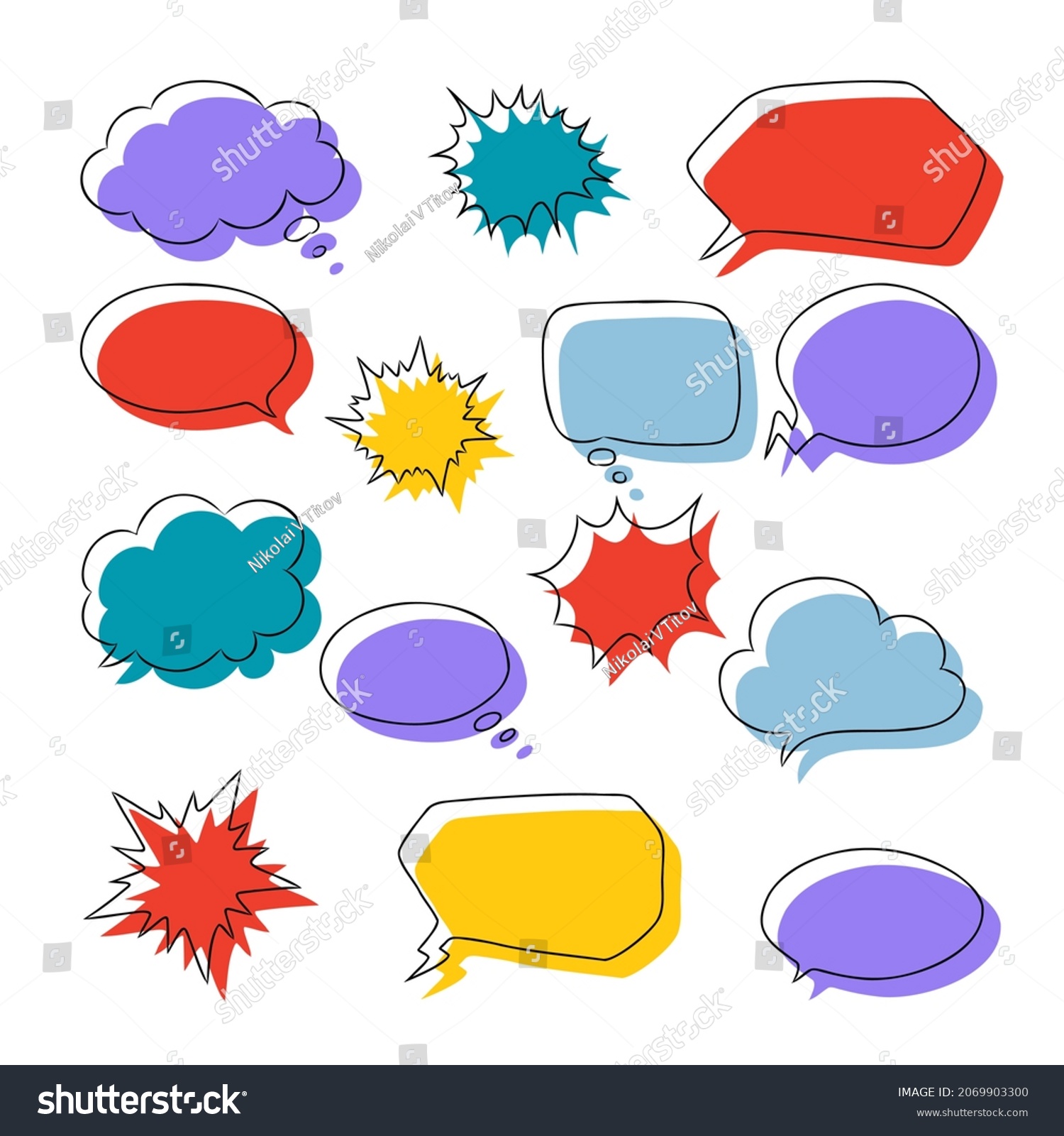 Set Multicolored Speech Bubbles On White Stock Vector (Royalty Free ...