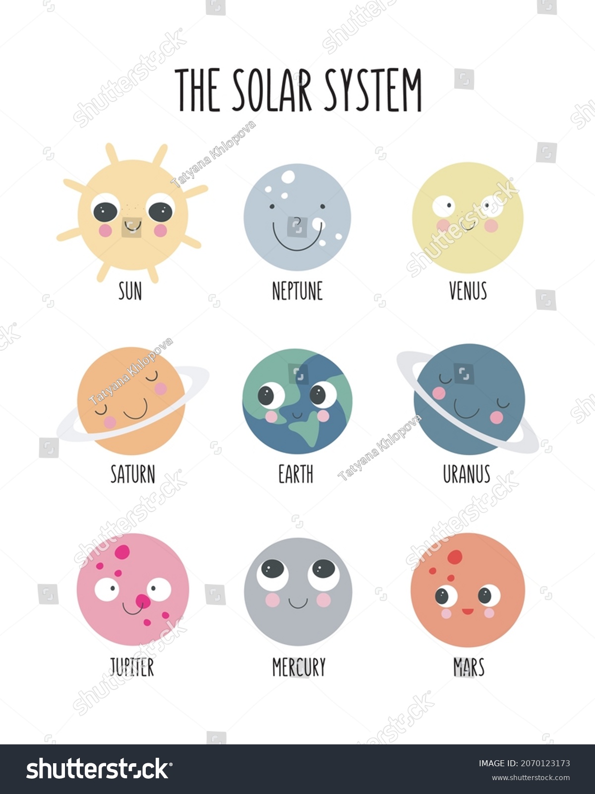 Educational Poster Cute Funny Planets Cartoon Stock Vector (Royalty ...