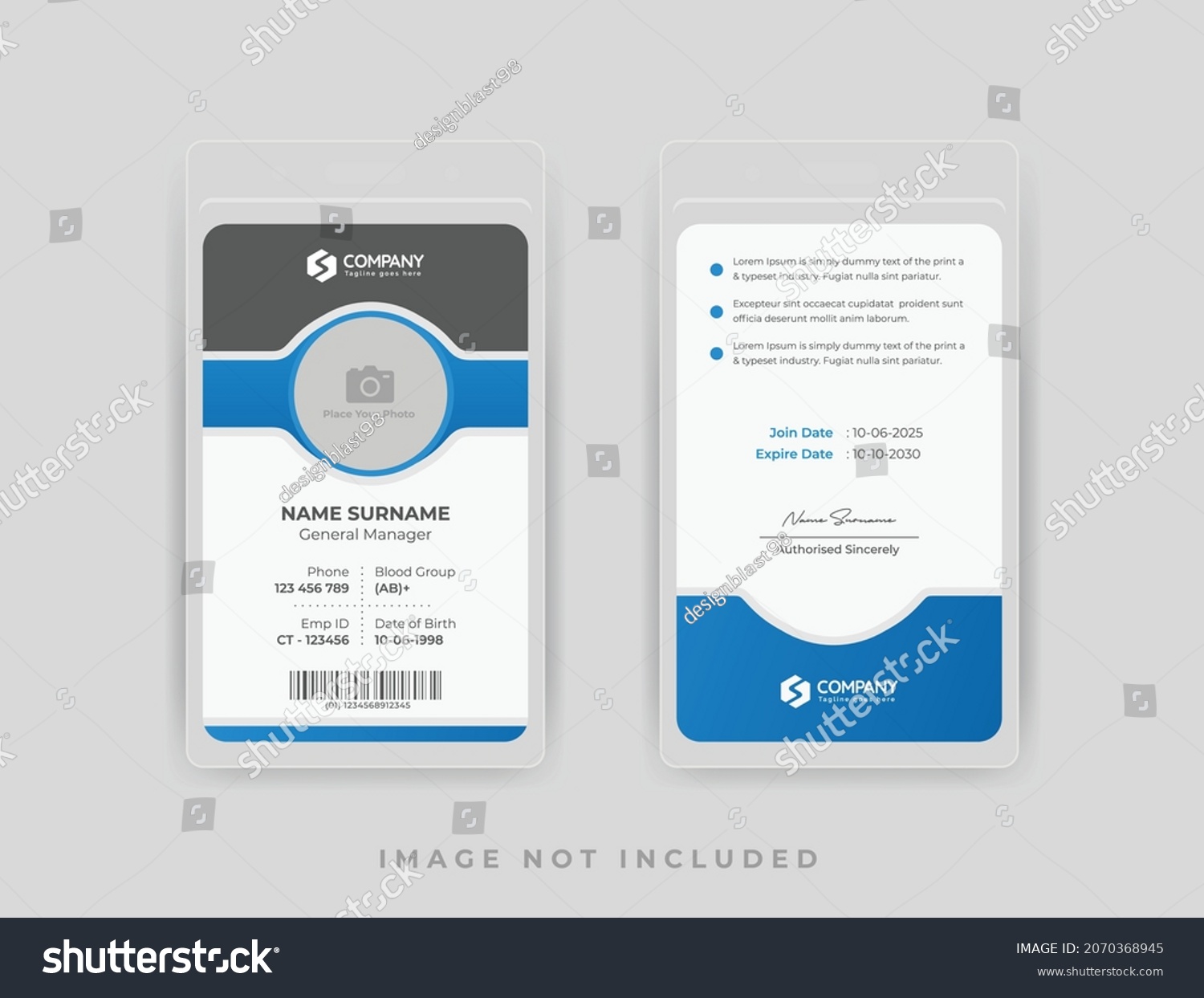 Minimalist Modern Professional Id Card Design Stock Vector Royalty