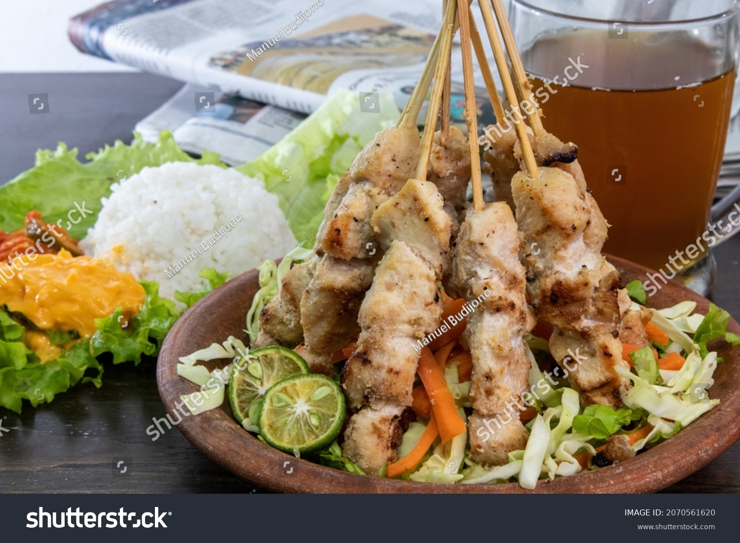 Taichan Satay Chicken Satay Stacked Vertically Stock Photo