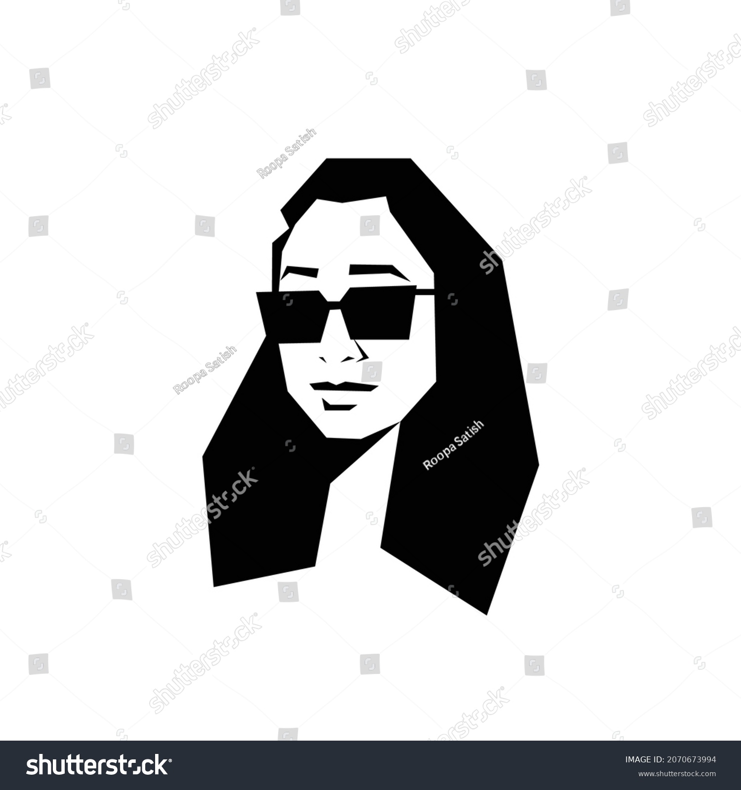 Portrait Indian Woman Sunglasses Stock Vector (Royalty Free) 2070673994 ...