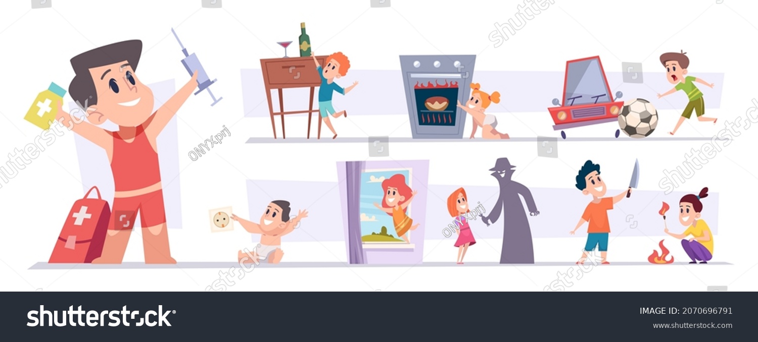 Dangerous Situation Place Home Children Attention Stock Vector (Royalty ...