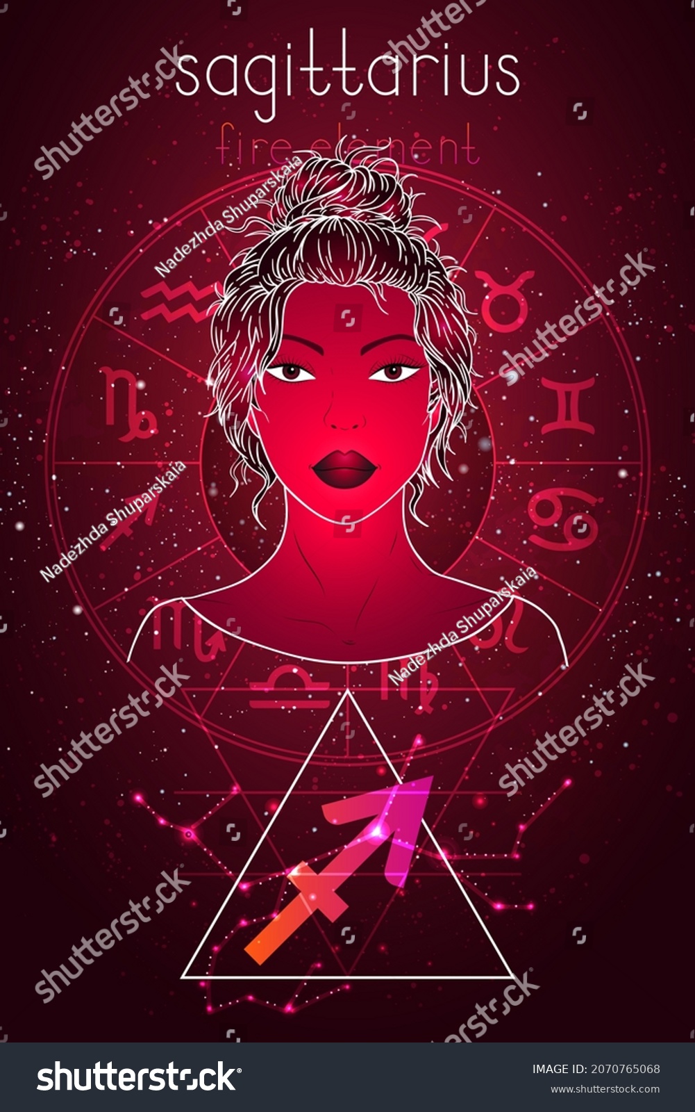 Vector Illustration Sagittarius Zodiac Sign Constellation Stock Vector ...