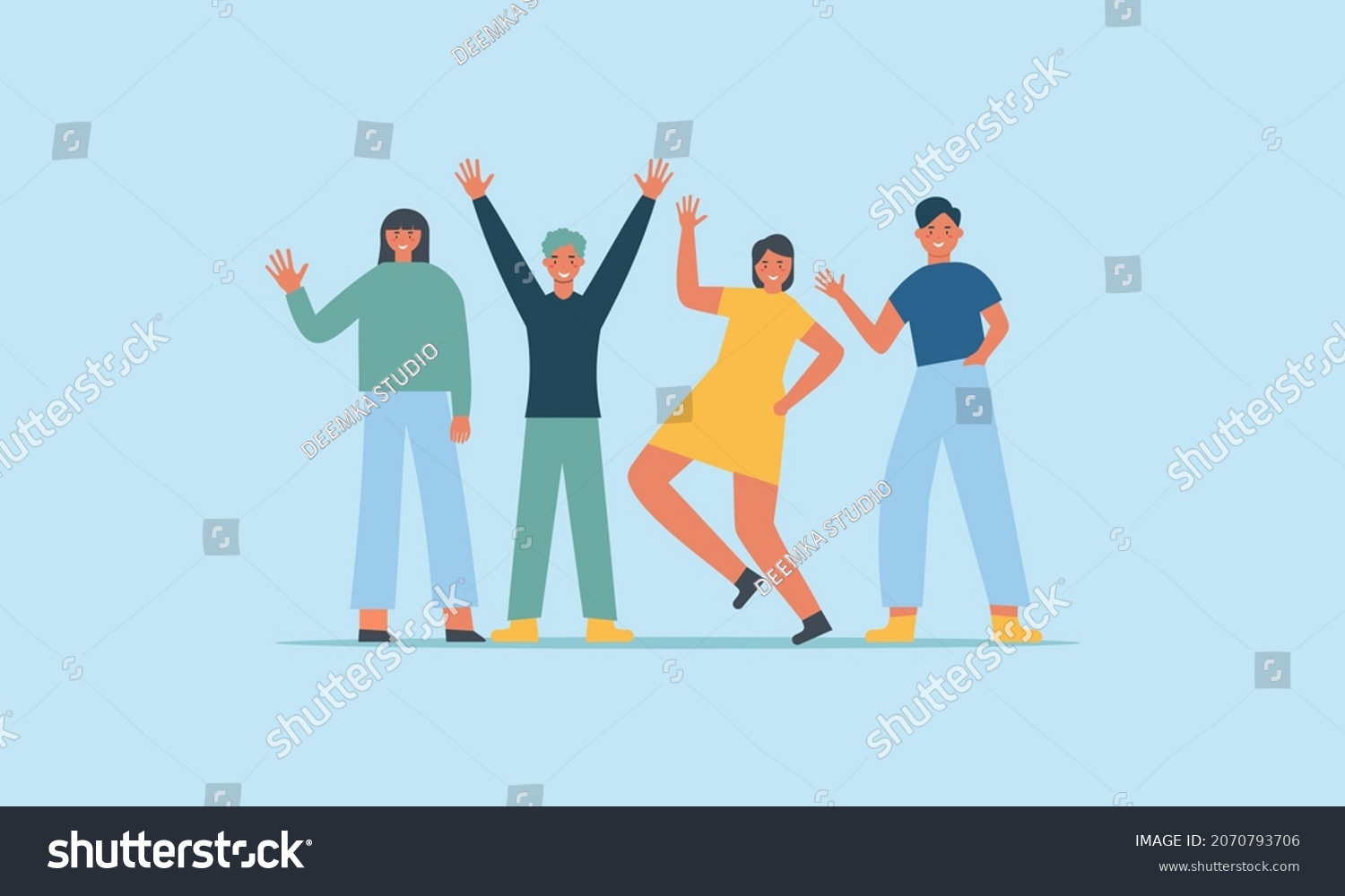 Group People Illustration Set Happy Together Stock Vector (Royalty Free ...