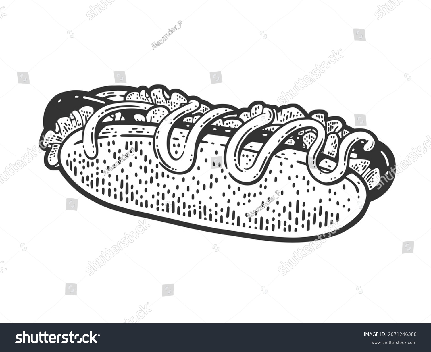 Hot Dog Sketch Engraving Raster Illustration Stock Illustration ...