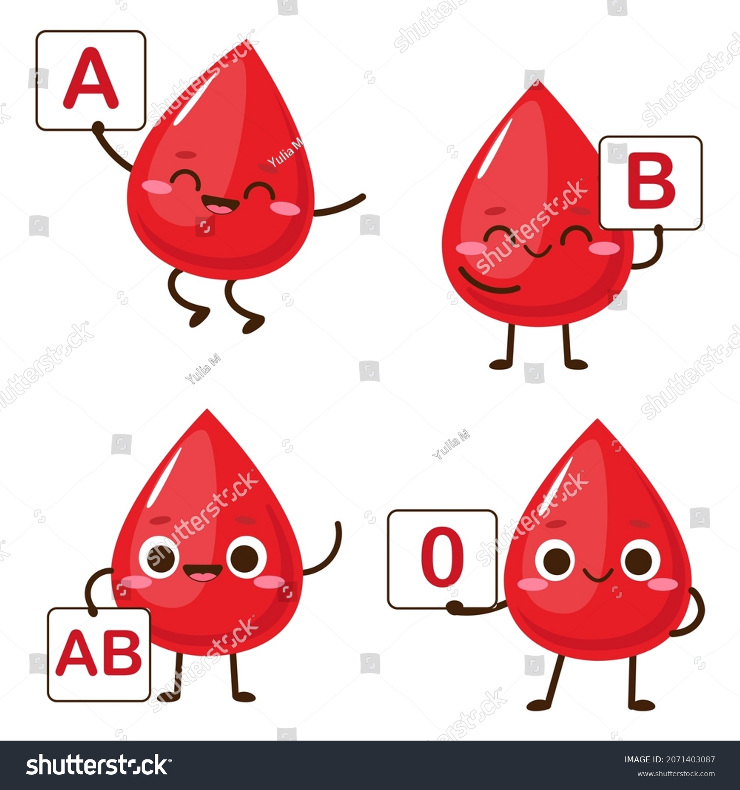 Cartoon Red Drops Blood Type Sign Stock Vector (Royalty Free ...