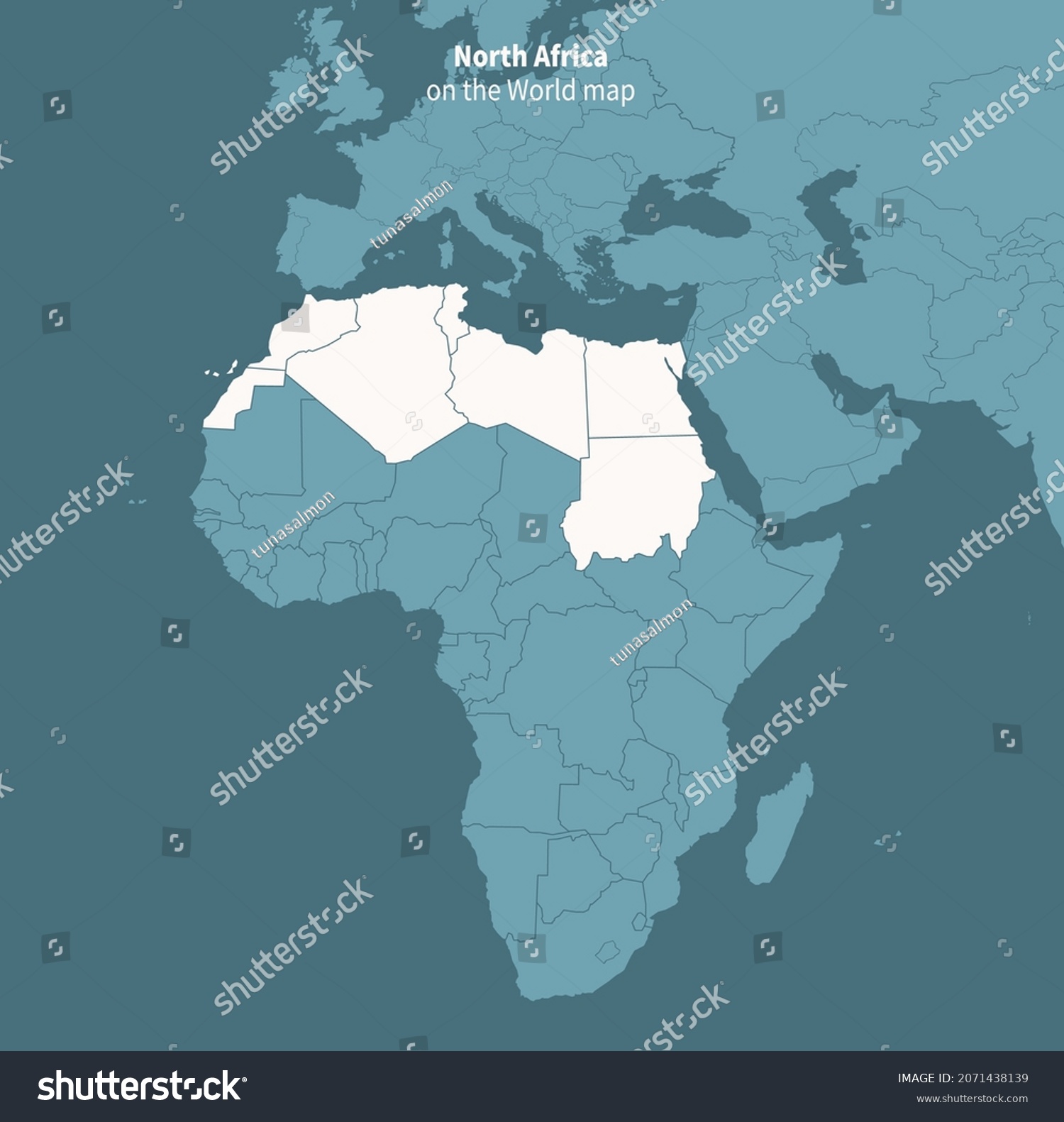 North Africa Vector Map World Map Stock Vector (Royalty Free ...