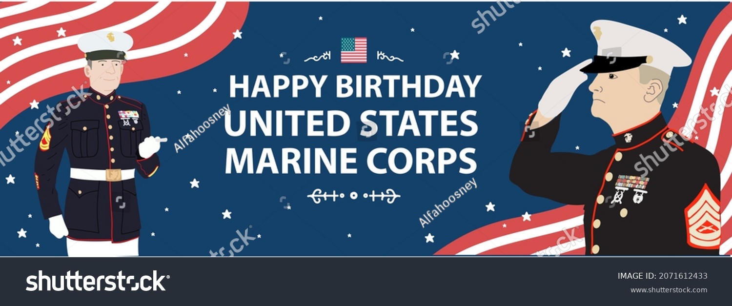 Vektor Stok Happy Birthday United States Marine Corps Tanpa Royalti