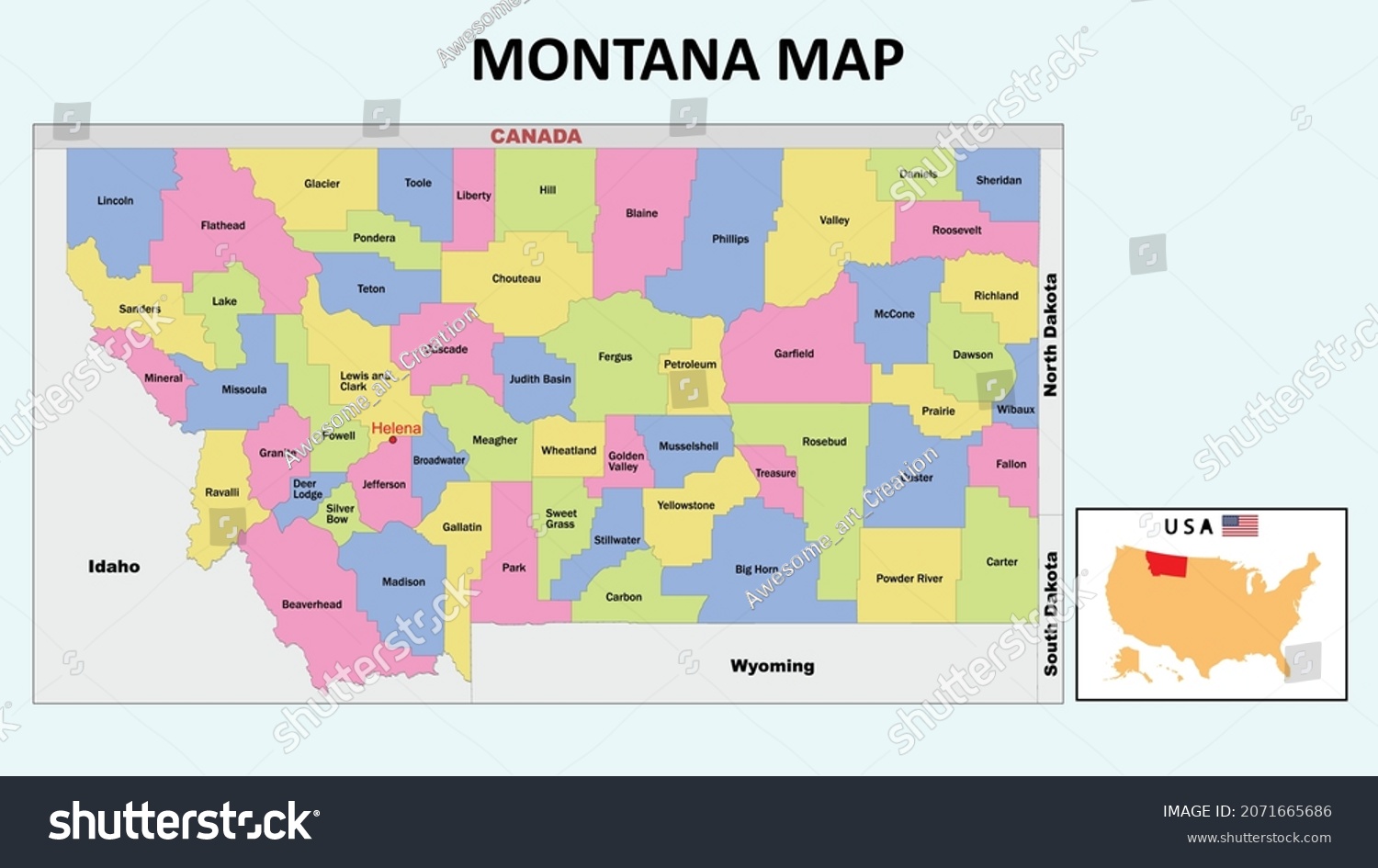 Montana Map State District Map Montana Stock Vector (Royalty Free ...