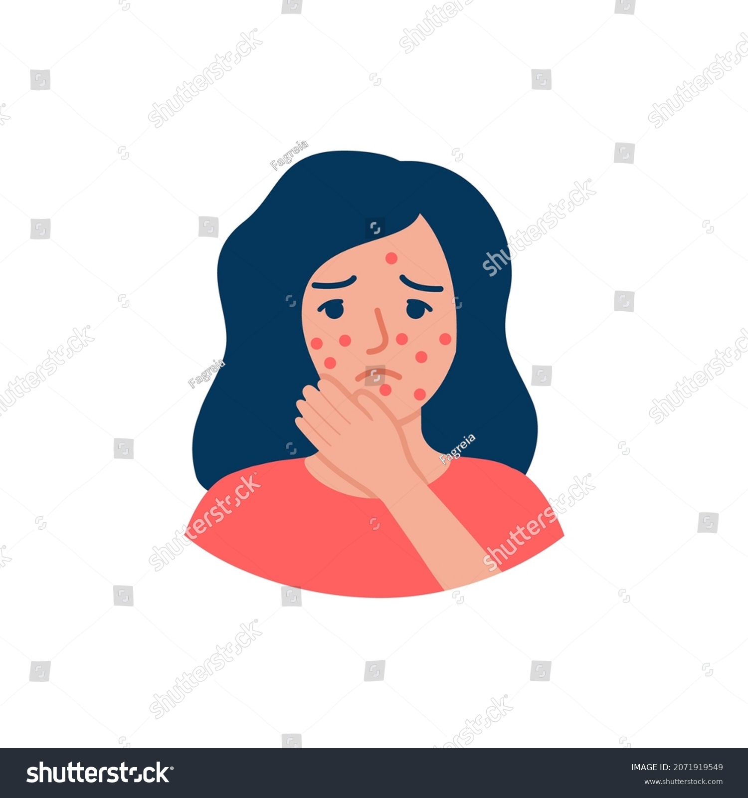 Problem Skin On Face Woman Allergy Stock Vector (Royalty Free ...