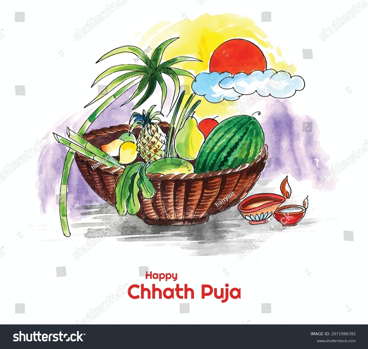 Traditional Festival Happy Chhath Puja Background Stock Vector (Royalty ...