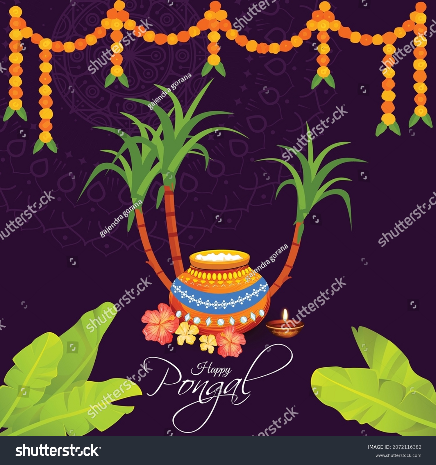 Illustration Happy Pongal Holiday Harvest Festival Stock Vector ...