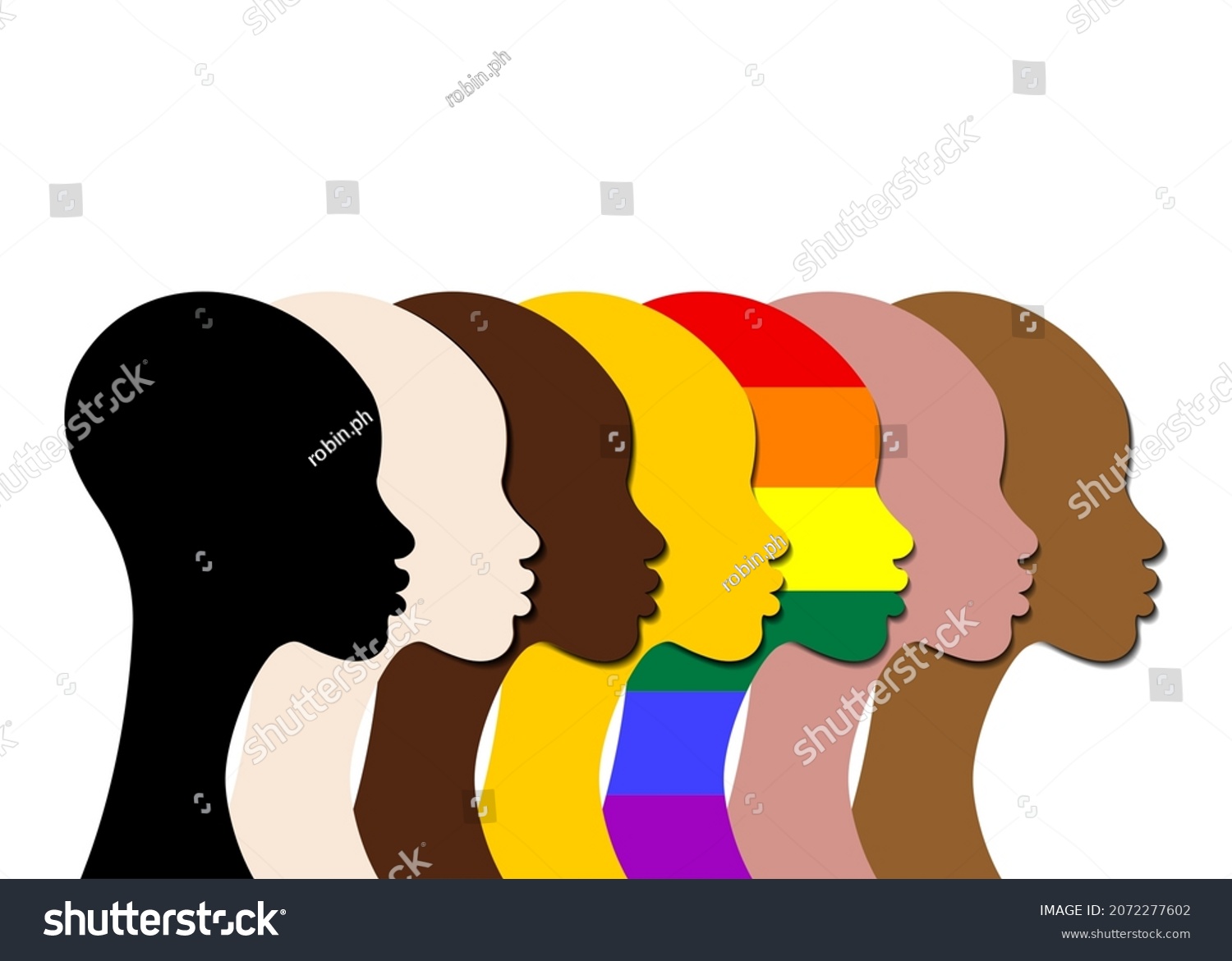 Inclusion Diversity Silhouettes People Lgbtq Set Stock Vector Royalty