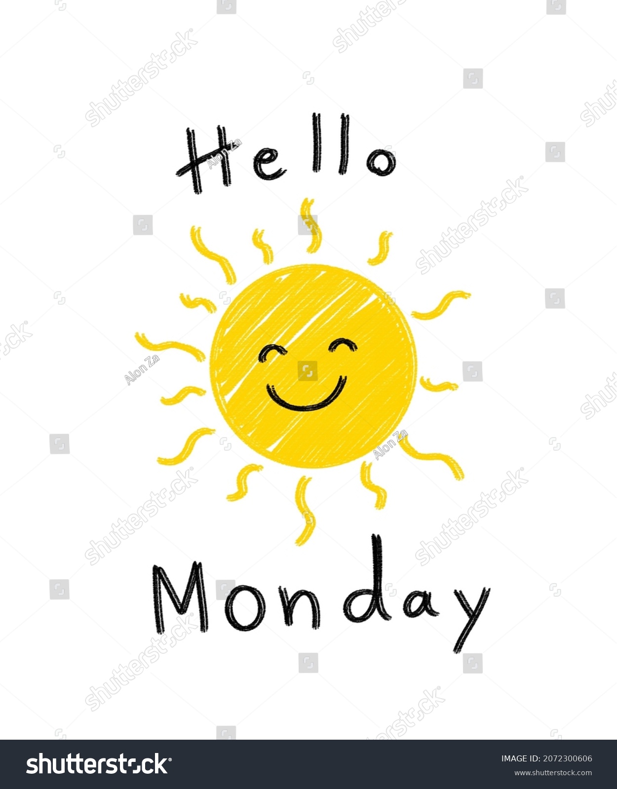 Hello Monday Sun Shape Hand Draw Stock Illustration 2072300606 ...