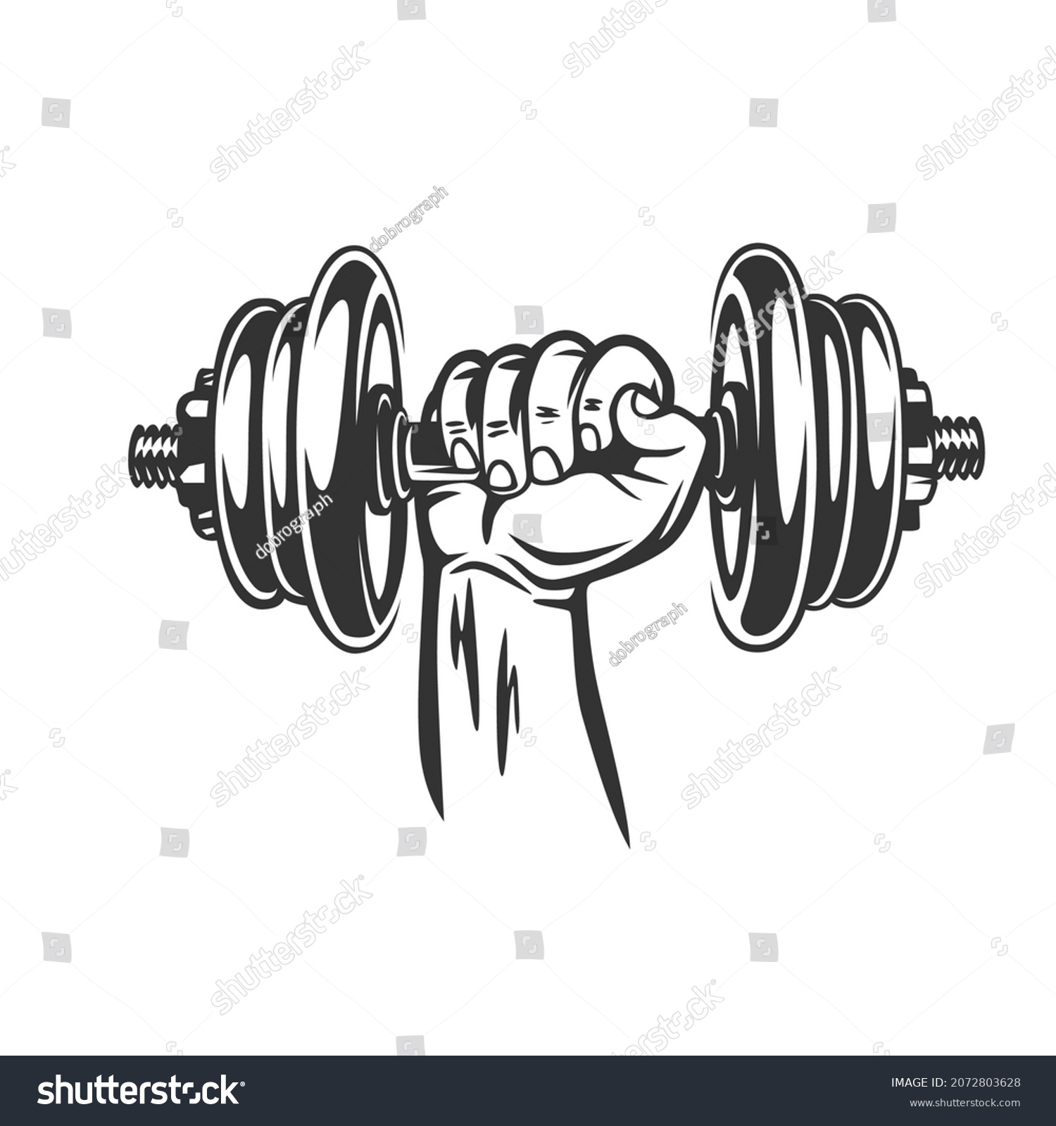 Hand Holds Dumbbell Illustration On Theme Stock Illustration 2072803628 ...