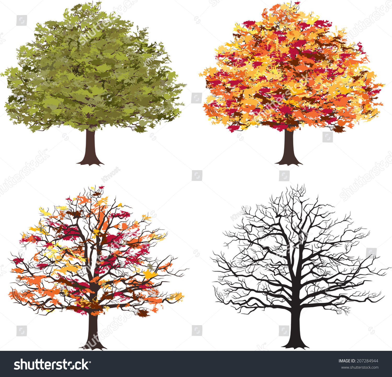 Different Seasons Art Tree Vector Illustration Stock Vector (Royalty ...