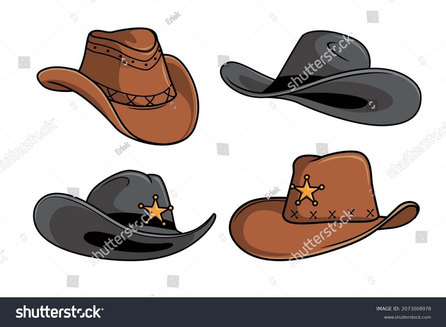 Cowboy Hat Set Collections Vector Illustrations Stock Vector (Royalty ...