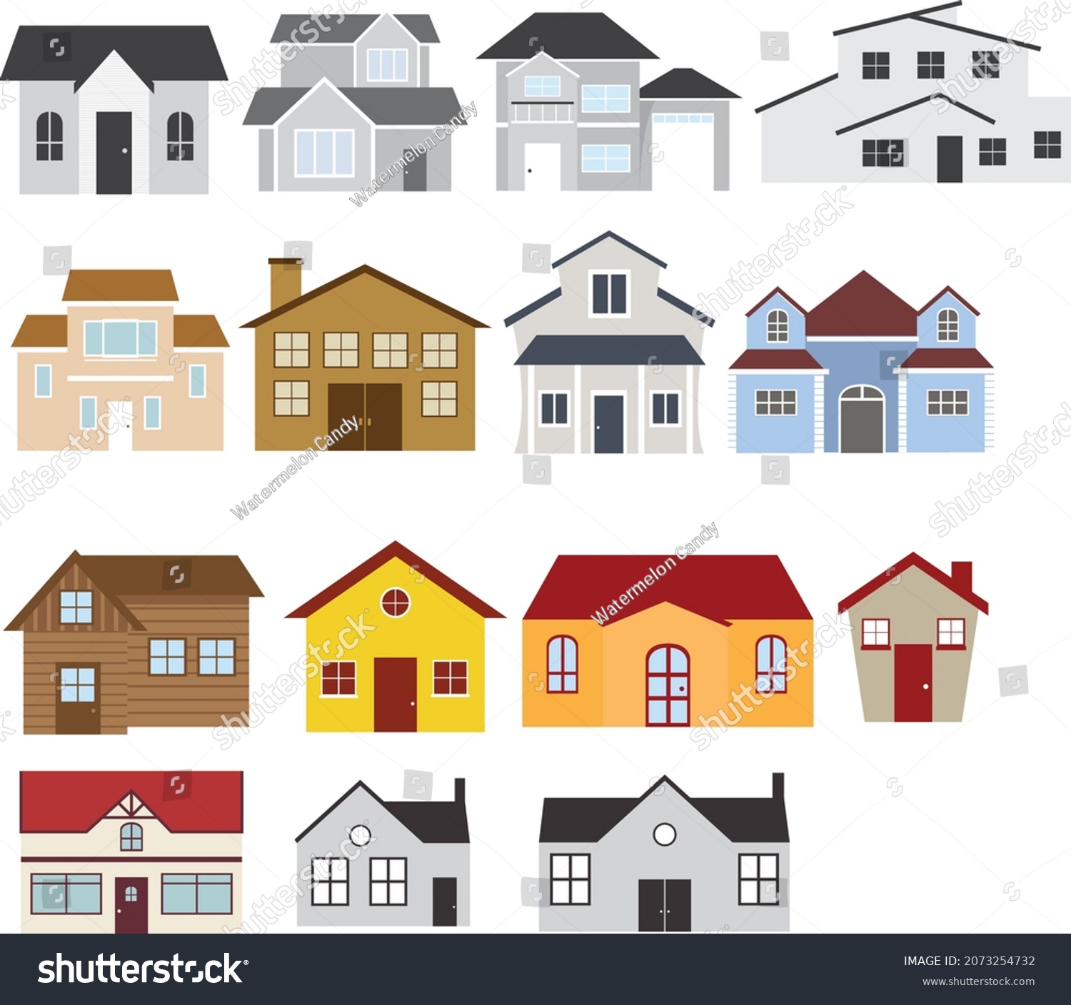 City House Set Illustration Home Vector Stock Vector (royalty Free 