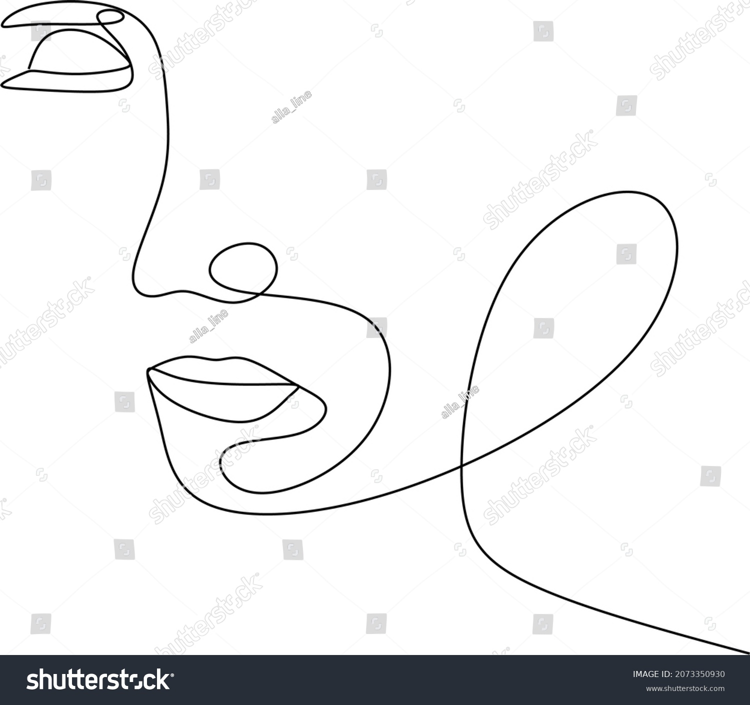 Trendy Abstract Human Face One Continuous Stock Vector Royalty Free