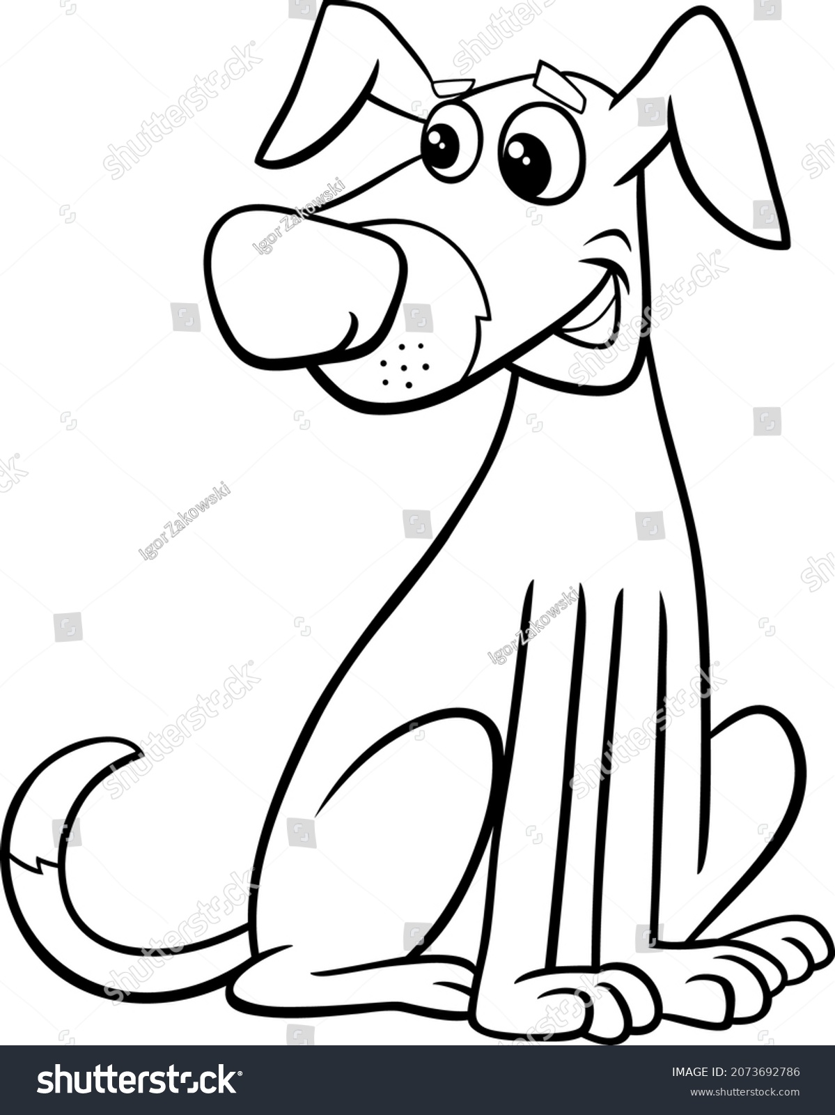 Black White Cartoon Illustration Funny Dog Stock Vector (Royalty Free ...