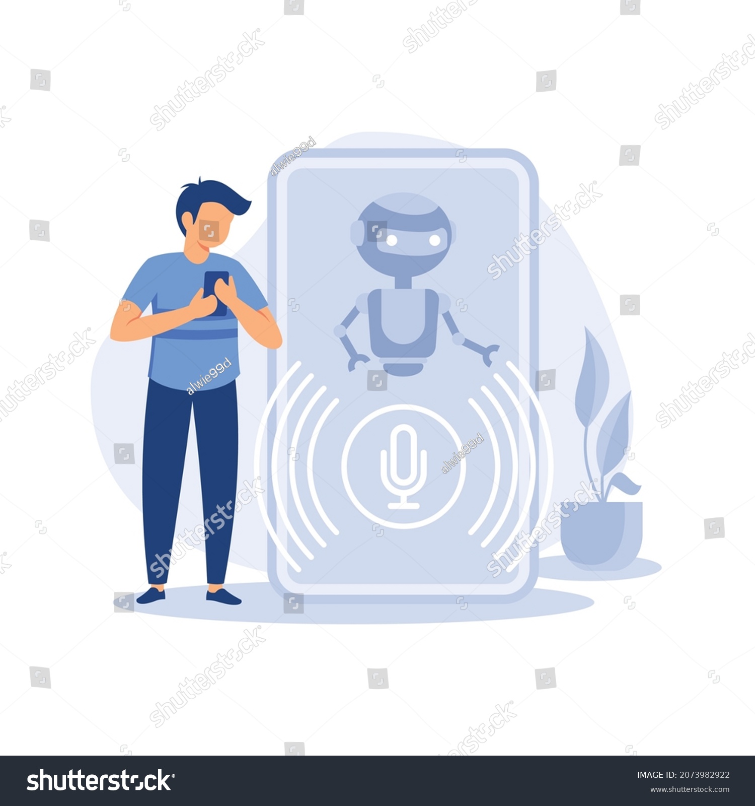 Chatbot Voice Controlled Virtual Assistant Illustration Stock Vector Royalty Free 2073982922